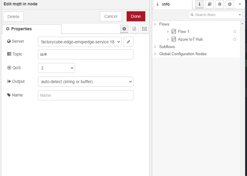 MQTT-In node in Node-RED - detailed view